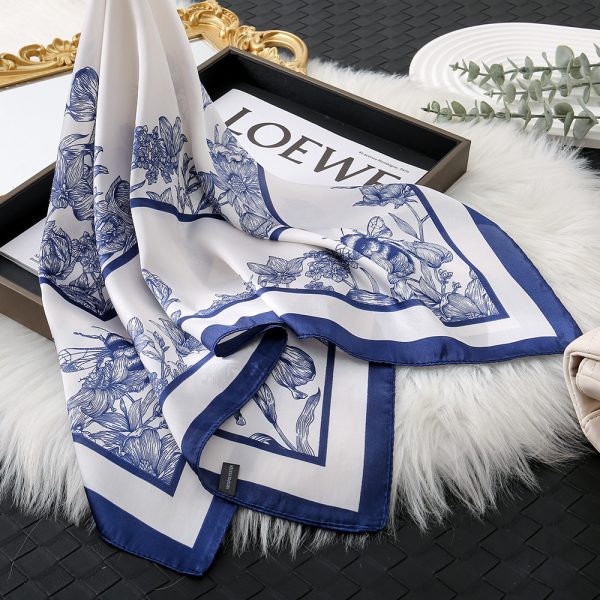 70cm Brocade Minimalist Women's Square Scarves - Professional Sun Protection Shawl - Kép 2