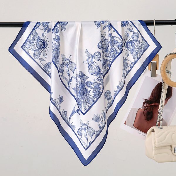 70cm Brocade Minimalist Women's Square Scarves - Professional Sun Protection Shawl - Kép 4