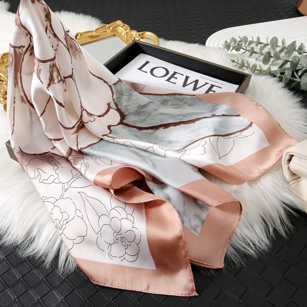 New Camellia Floral Minimalist 70cm Silk Scarves For Women - Shanghai Story Thin Square - Image 4