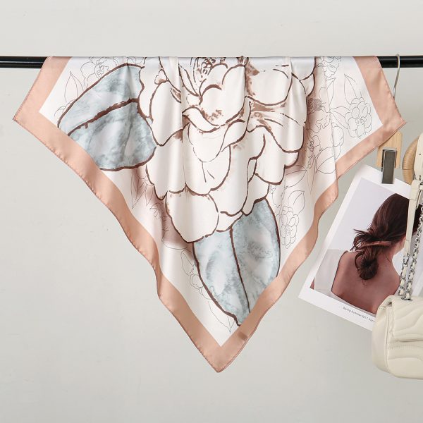 New Camellia Floral Minimalist 70cm Silk Scarves For Women - Shanghai Story Thin Square - Image 3