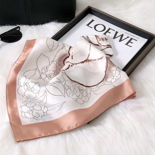 New Camellia Floral Minimalist 70cm Silk Scarves For Women - Shanghai Story Thin Square - Image 2