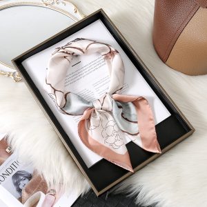 New Camellia Floral Minimalist 70cm Silk Scarves For Women - Shanghai Story Thin Square