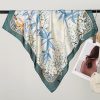 ⁦70cm Thin Women Silk Scarf - Graceful Floral Butterfly Vintage Versatile Elegant Shawl⁩ - الصورة ⁦4⁩