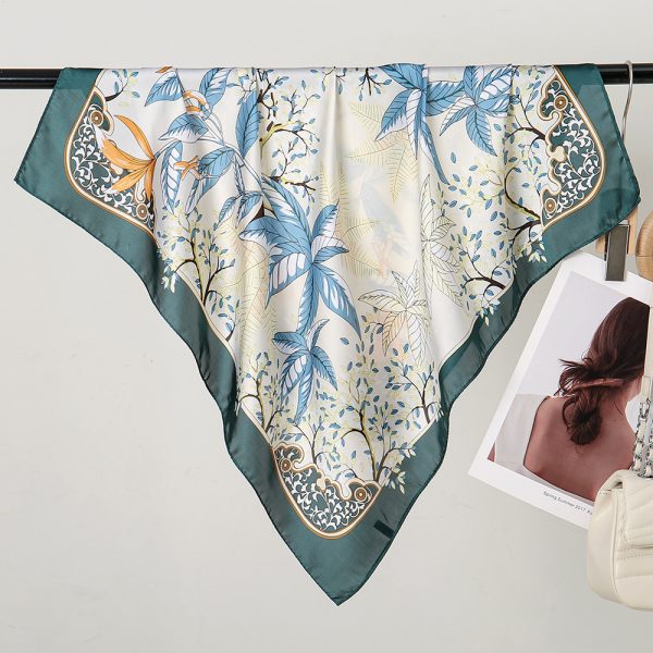 70cm Thin Women Silk Scarf - Graceful Floral Butterfly Vintage Versatile Elegant Shawl - Image 4