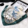 ⁦70cm Thin Women Silk Scarf - Graceful Floral Butterfly Vintage Versatile Elegant Shawl⁩ - الصورة ⁦3⁩
