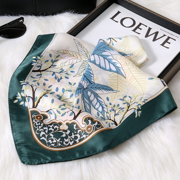 70cm Thin Women Silk Scarf - Graceful Floral Butterfly Vintage Versatile Elegant Shawl - Image 3