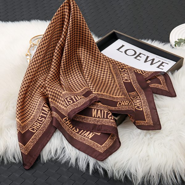 70cm Plaid Silk Scarf Head Wrap Women - Vintage Versatile Elegant New Arrival - Image 2