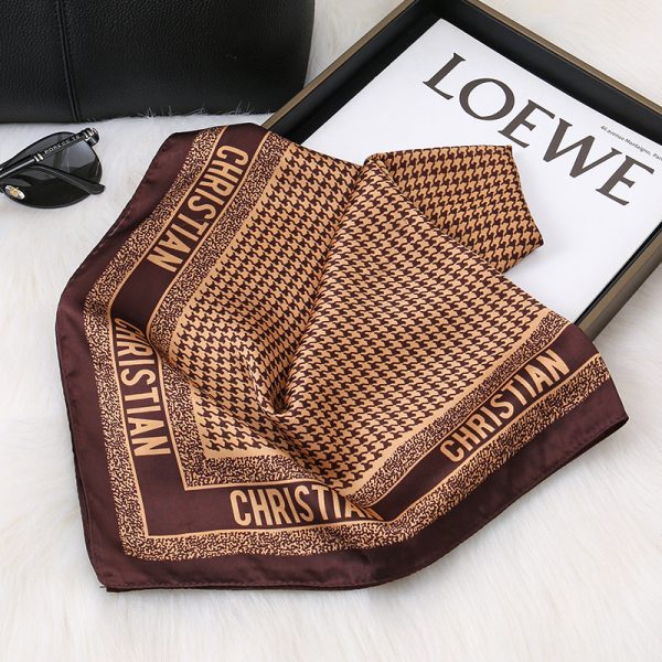70cm Plaid Silk Scarf Head Wrap Women - Vintage Versatile Elegant New Arrival - Image 3