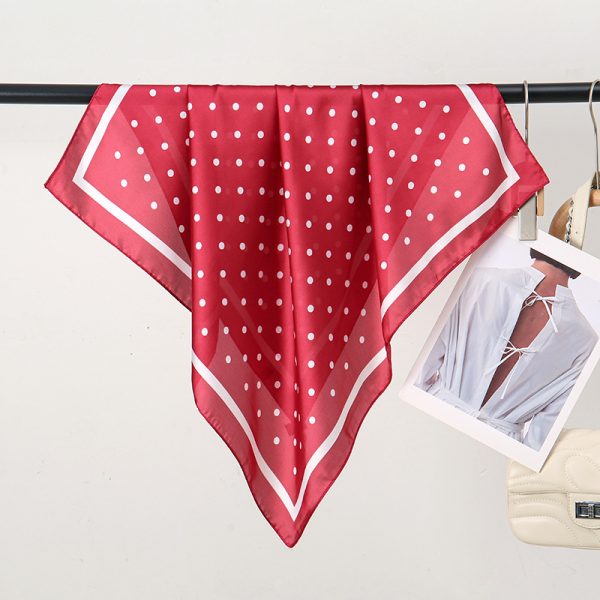 Red Polka Dot 70cm Square Silk Scarf - Effortless Classic French Vintage Commuter Versatile - Image 4