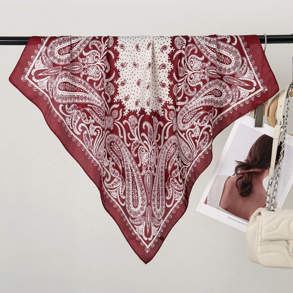 Cashew flower 70cm Red Silk Scarf - Women's Dazzling Vintage Versatile Bag Accessory - immagine 4