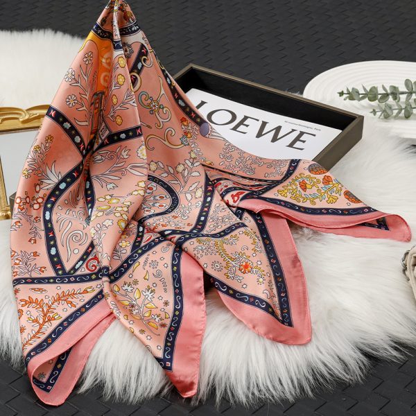 French Floral 70cm Silk Scarf - A summer lightweight piece with a hand-rolled edge - Image 2