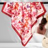 Abstract floral Stylish Women's 70cm Silk Scarf - Summer lightweight Breezy Airy Silky — изображение 4