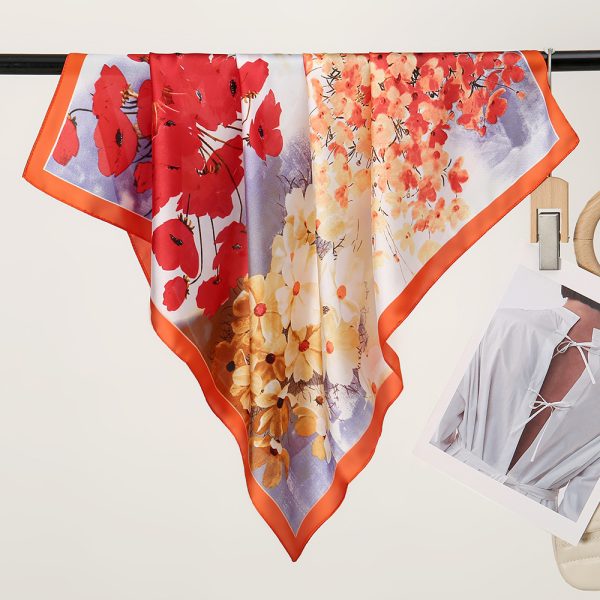 Japanese Spring Floral Silk Scarf - Minimalist luxury Casual Neck Wrap for Vacay - obrazek 4