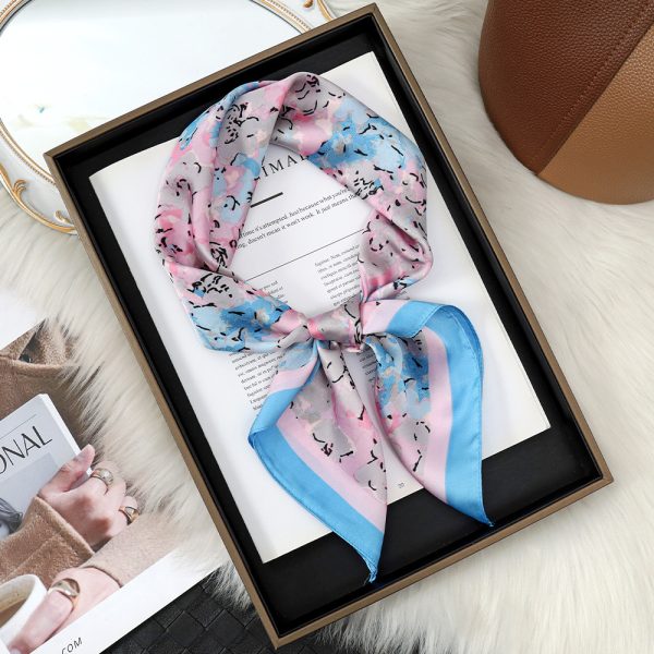 Japanese Kawaii Silk Scarf - Festive Gift, 70cm Versatile Square for Women