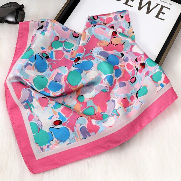 Japanese Kawaii 70cm Silk Scarf - Daily Youthful, Versatile Square Neck Wrap for Teens – Bild 3