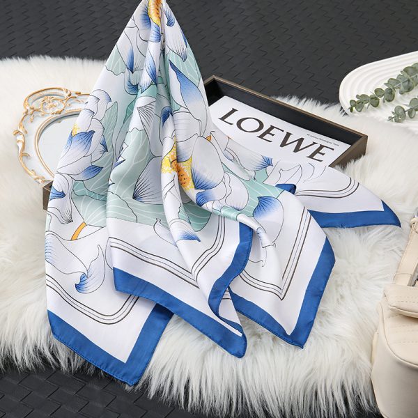 Spring Autumn New Floral Silk Scarf - Versatile Office Fresh Square, Premium for Women – Bild 2