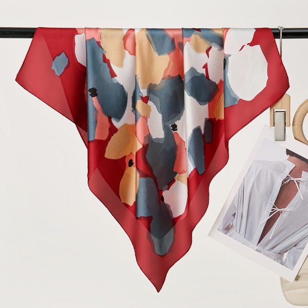 New Fashion Floral Print Silk Square Scarf - 70cm Office Neck Wrap for Women - 이미지 4