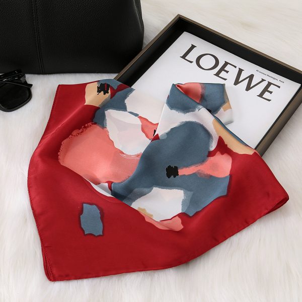 New Fashion Floral Print Silk Square Scarf - 70cm Office Neck Wrap for Women - 이미지 3