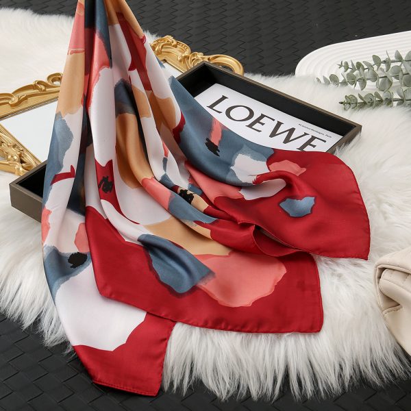 New Fashion Floral Print Silk Square Scarf - 70cm Office Neck Wrap for Women - 이미지 2