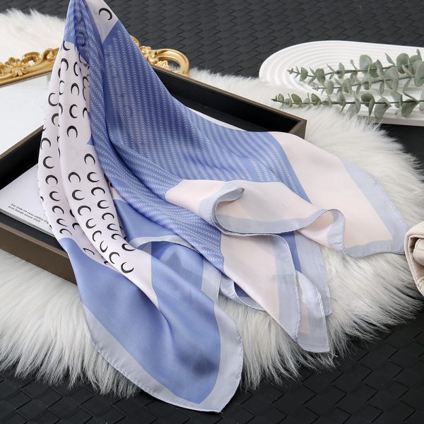 New Chic Moon Polka Dot Silk Scarf - Summer Lightweight Sun Beach Square Shawl for Women - 이미지 2