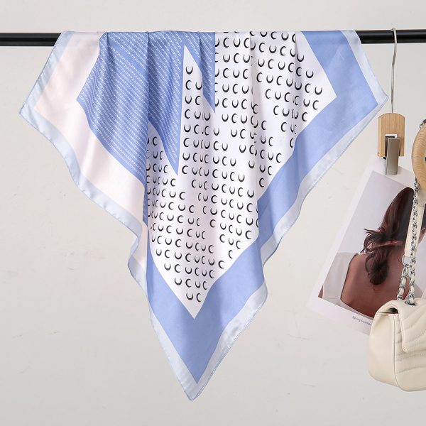 New Chic Moon Polka Dot Silk Scarf - Summer Lightweight Sun Beach Square Shawl for Women - 이미지 4