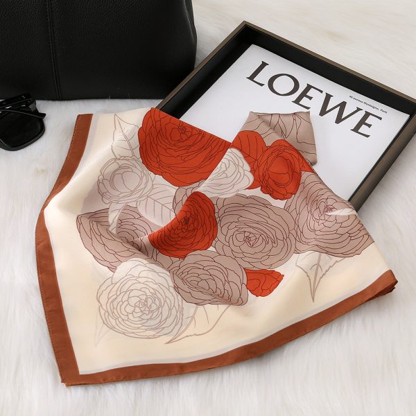 New Versatile Floral Women's Square Silk Scarf - 70cm Premium Stylish Fresh Neck Wrap - 이미지 3