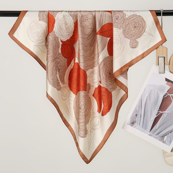 New Versatile Floral Women's Square Silk Scarf - 70cm Premium Stylish Fresh Neck Wrap - 이미지 4