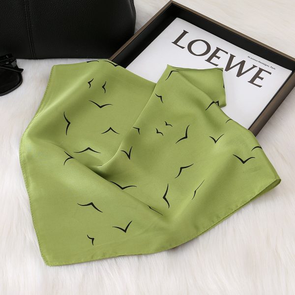 New Women's 70cm Silk Scarf - Seagull Green Fashion Premium Business Accessory - 画像 (3)