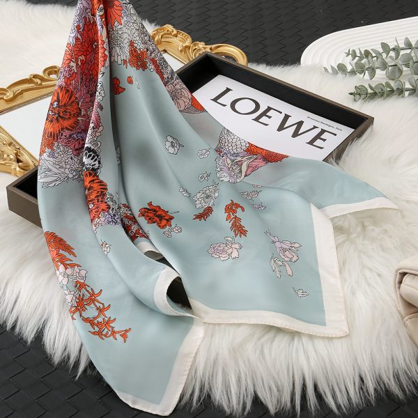New Women's Printed 70cm Square Silk Scarf - Spring Autumn Fashion Korean Style Premium Accessory - 이미지 2