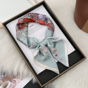 Ny Dam's Tryckt 70cm Fyrkantig Sidenhalsduk - Vår Höst Mode Koreansk Stil Premium Accessoar