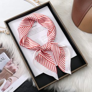 Sciarpa di seta a righe per donna - Elegante involucro quadrato per la testa e scialle per capelli