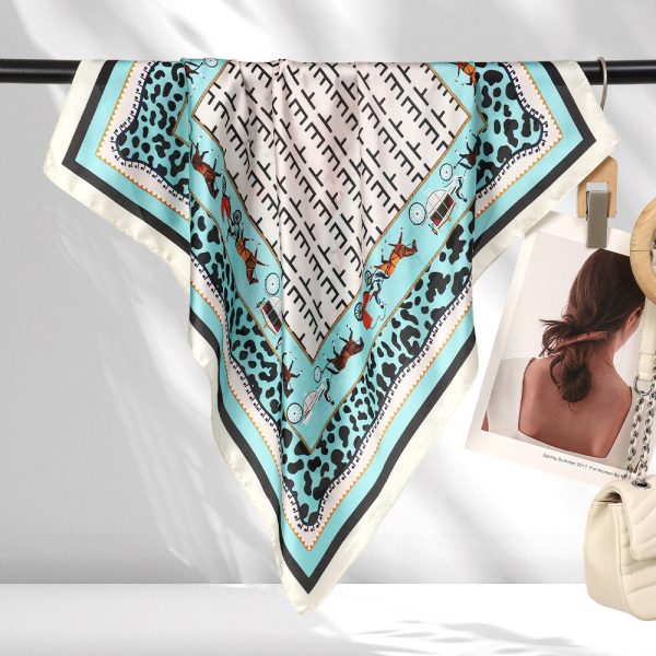 Blue Leopard Print Square Silk Scarf - Women’s Head, Hair, Neck Shawl & Wrap - 이미지 4