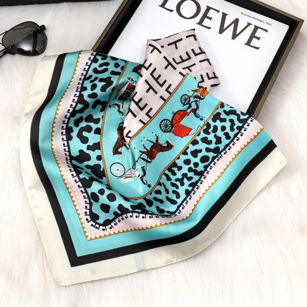 Blue Leopard Print Square Silk Scarf - Women’s Head, Hair, Neck Shawl & Wrap - 이미지 3