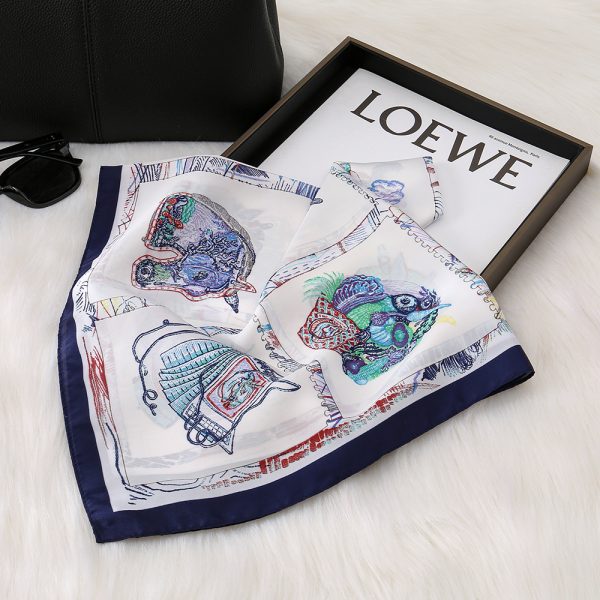 Horse Pattern Silk Scarf Collection - Women's Square, Neck Scarves & Head Wraps - 이미지 3